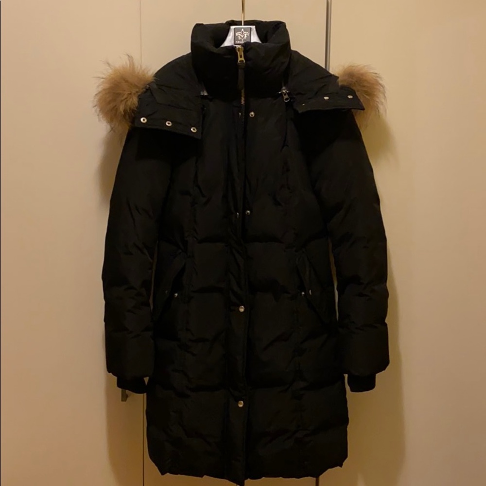 MACKAGE BLACK LONG DOWN COAT WITH FUR HOOD